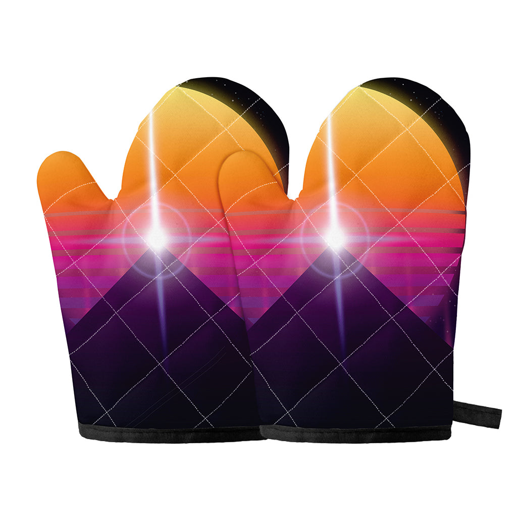 Synthwave Pyramid Print Oven Mitts
