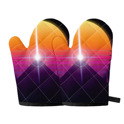 Synthwave Pyramid Print Oven Mitts