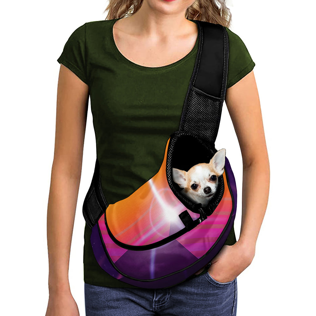 Synthwave Pyramid Print Pet Sling Carrier