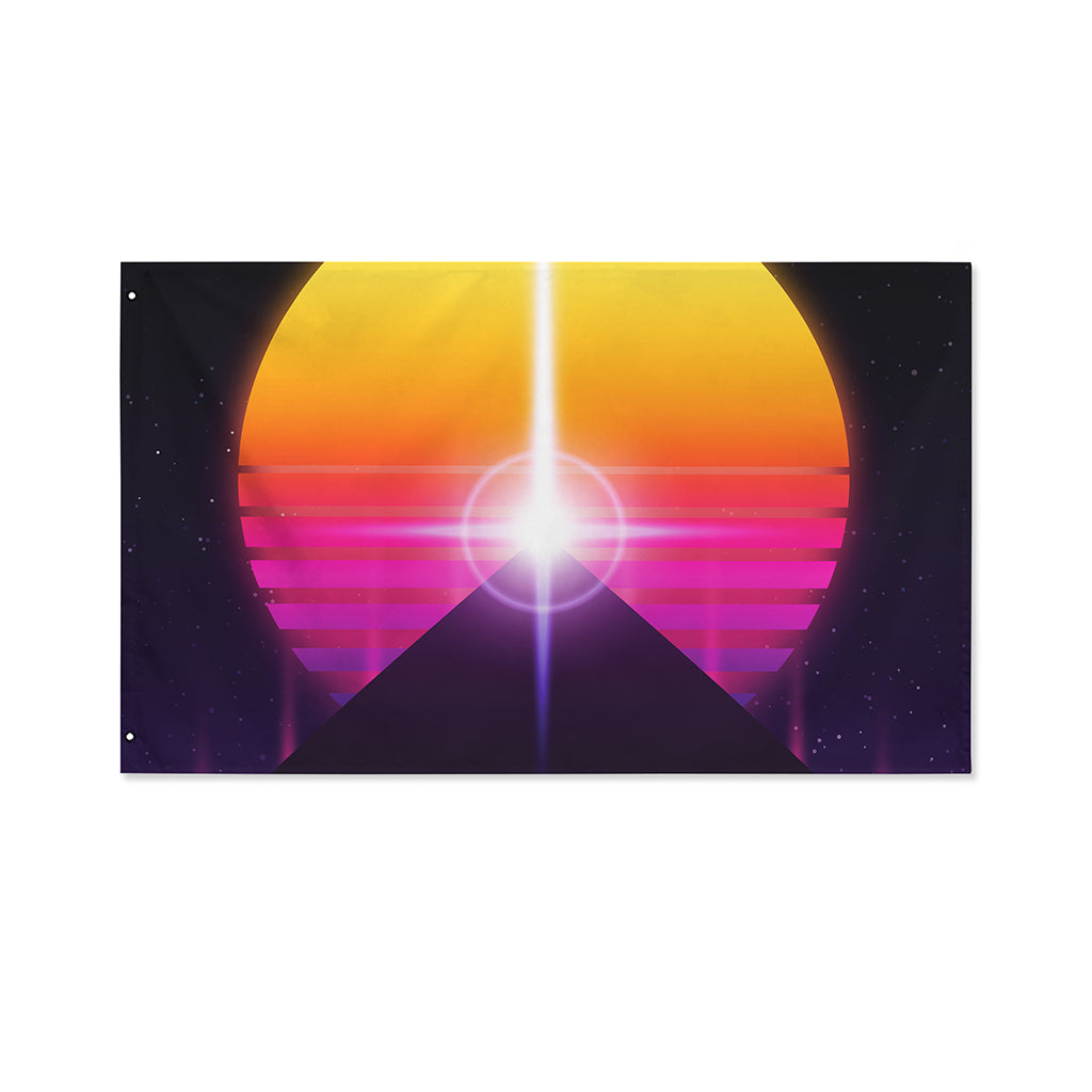Synthwave Pyramid Print Polyester Flag