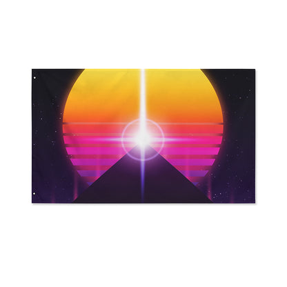 Synthwave Pyramid Print Polyester Flag
