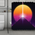 Synthwave Pyramid Print Polyester Shower Curtain