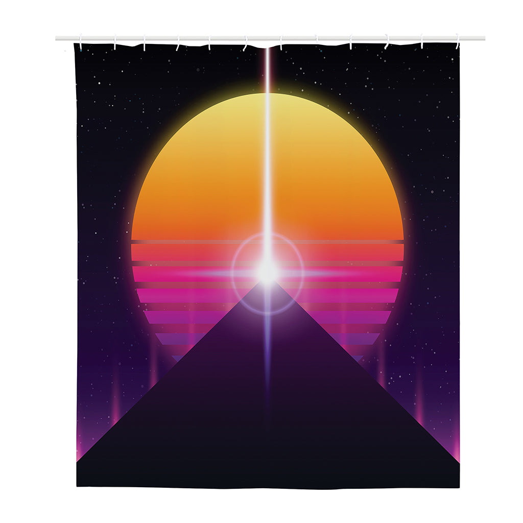 Synthwave Pyramid Print Polyester Shower Curtain