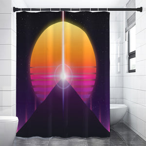 Synthwave Pyramid Print Premium Shower Curtain