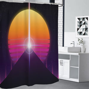 Synthwave Pyramid Print Premium Shower Curtain