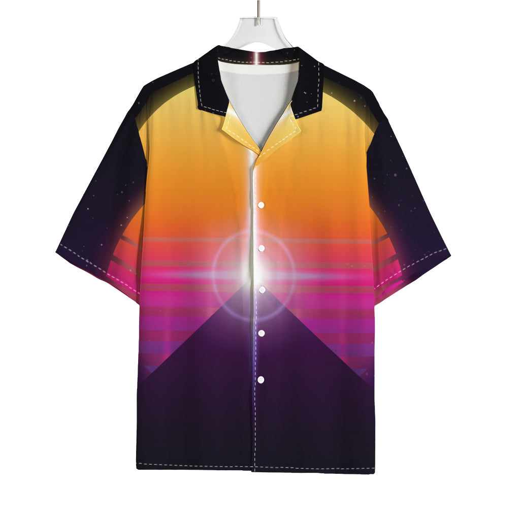 Synthwave Pyramid Print Rayon Hawaiian Shirt