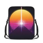 Synthwave Pyramid Print Rectangular Crossbody Bag