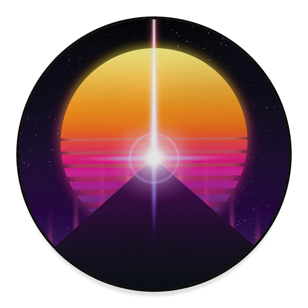 Synthwave Pyramid Print Round Floor Mat