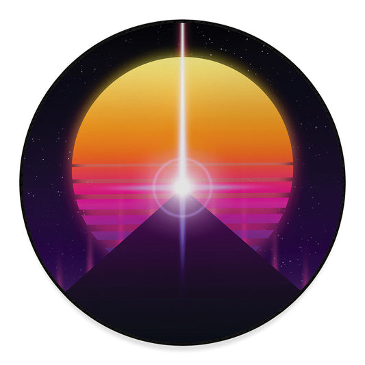 Synthwave Pyramid Print Round Floor Mat