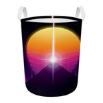 Synthwave Pyramid Print Round Laundry Basket