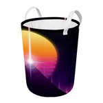 Synthwave Pyramid Print Round Laundry Basket