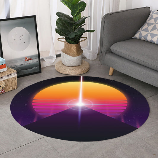Synthwave Pyramid Print Round Rug