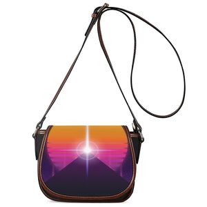 Synthwave Pyramid Print Saddle Bag