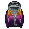 Synthwave Pyramid Print Sherpa Lined Zip Up Hoodie