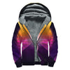 Synthwave Pyramid Print Sherpa Lined Zip Up Hoodie