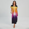 Synthwave Pyramid Print Short Sleeve Maxi Dress