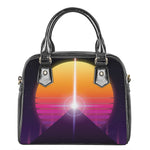 Synthwave Pyramid Print Shoulder Handbag