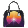 Synthwave Pyramid Print Shoulder Handbag