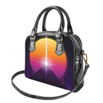 Synthwave Pyramid Print Shoulder Handbag