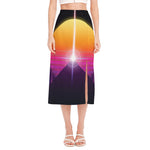 Synthwave Pyramid Print Side Slit Midi Skirt