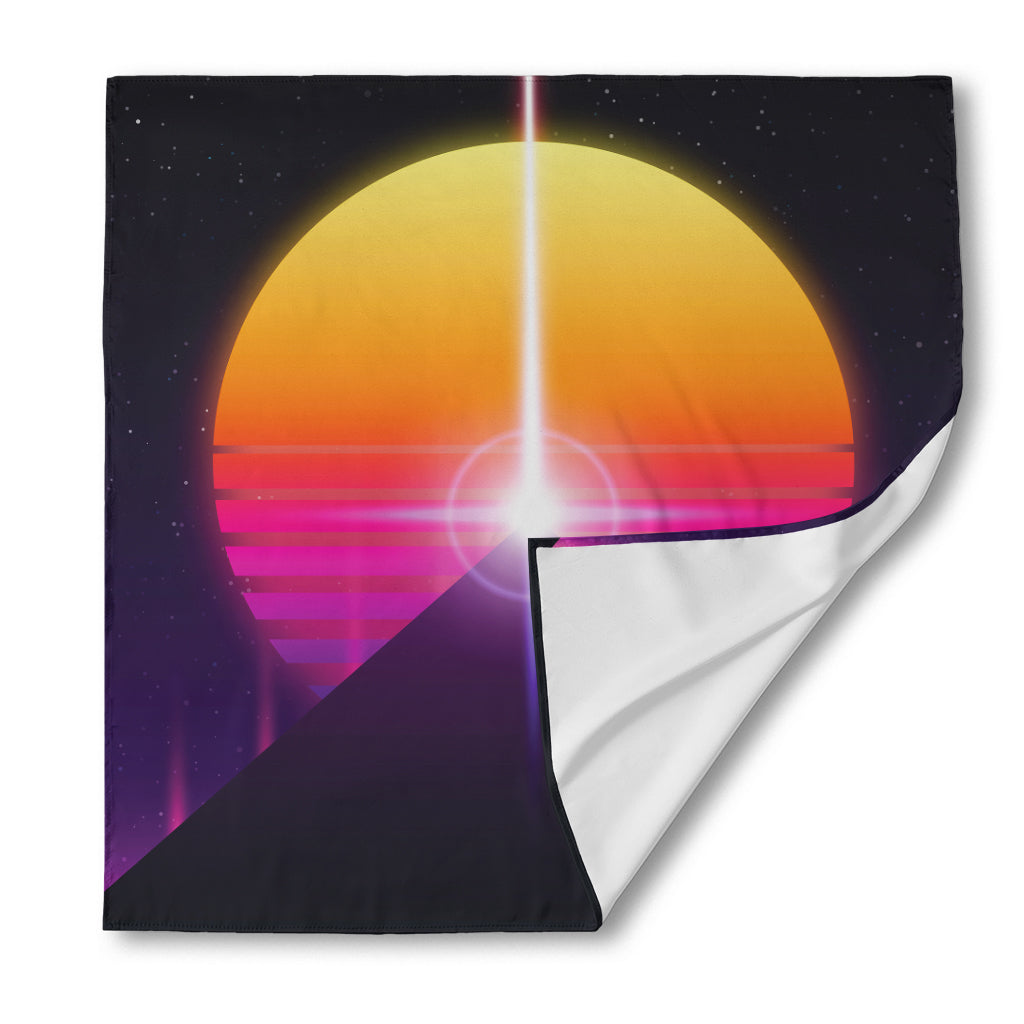 Synthwave Pyramid Print Silk Bandana