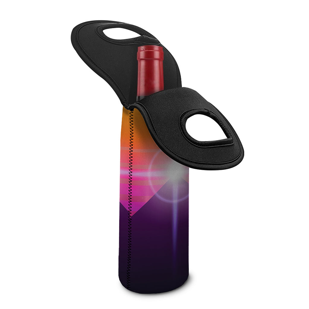 Synthwave Pyramid Print Single Neoprene Wine Tote