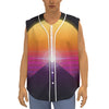 Synthwave Pyramid Print Sleeveless Baseball Jersey