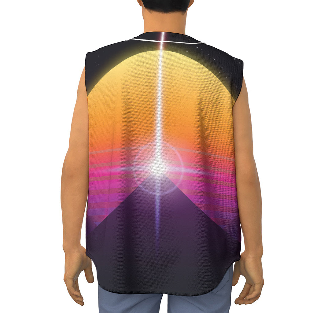 Synthwave Pyramid Print Sleeveless Baseball Jersey