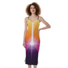 Synthwave Pyramid Print Slim Fit Midi Cami Dress