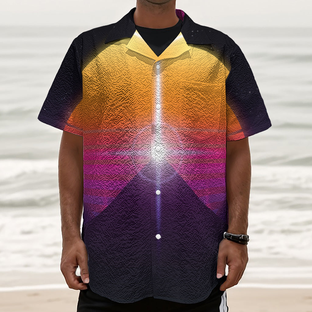 Synthwave Pyramid Print Textured Short Sleeve Shirt