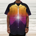 Synthwave Pyramid Print Textured Short Sleeve Shirt