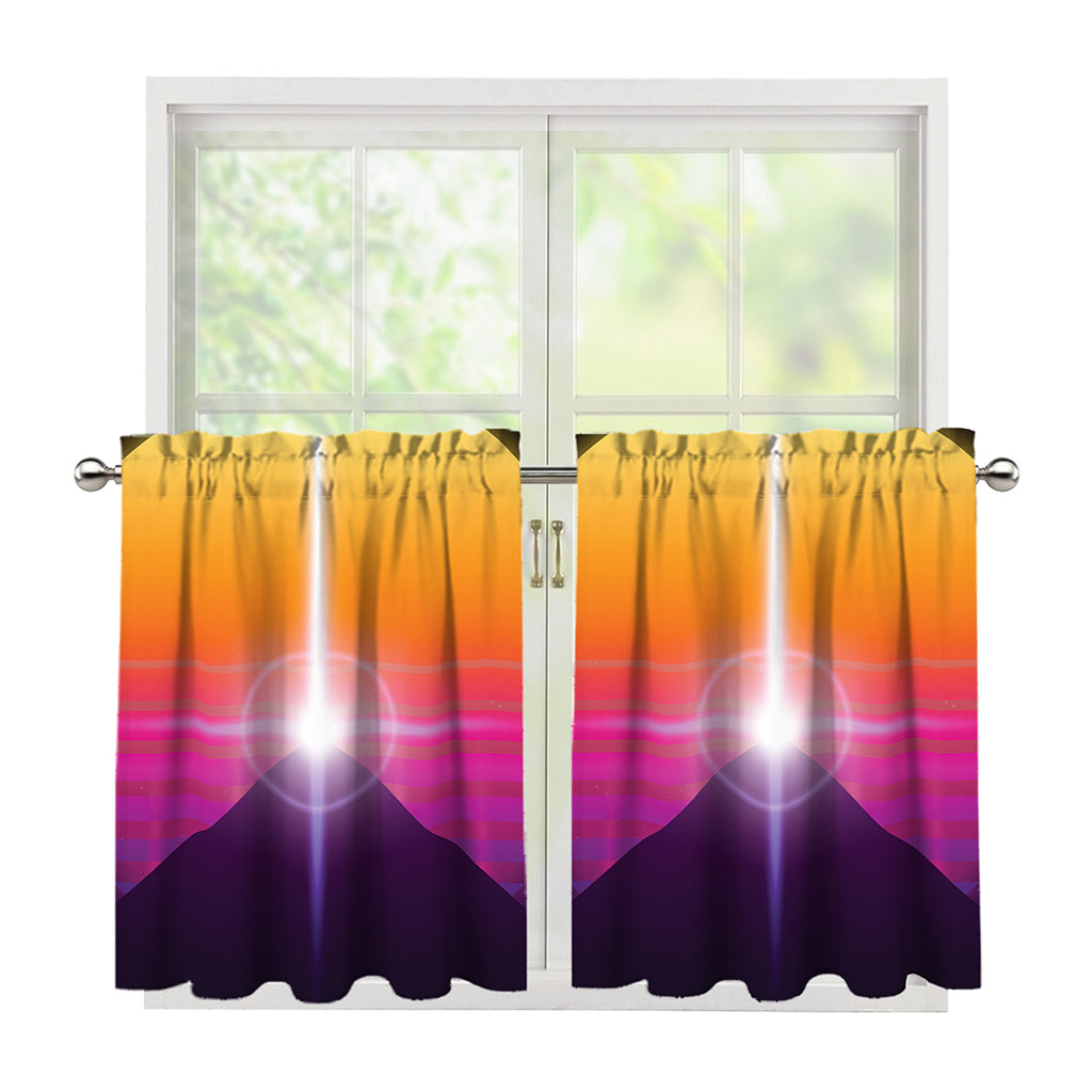 Synthwave Pyramid Print Tier Curtains
