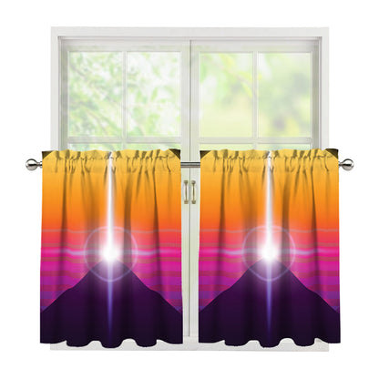 Synthwave Pyramid Print Tier Curtains