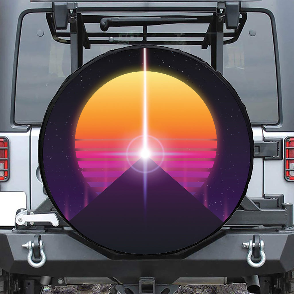 Synthwave Pyramid Print Tire Cover