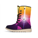 Synthwave Pyramid Print Winter Boots