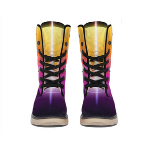 Synthwave Pyramid Print Winter Boots