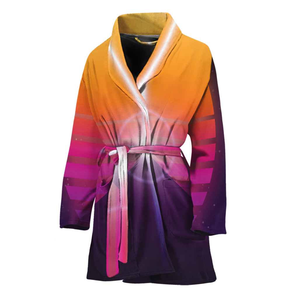 Synthwave Pyramid Print Women's Bathrobe