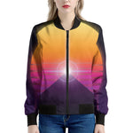 Synthwave Pyramid Print Women's Bomber Jacket