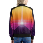 Synthwave Pyramid Print Women's Bomber Jacket