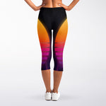 Synthwave Pyramid Print Women's Capri Leggings