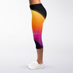 Synthwave Pyramid Print Women's Capri Leggings