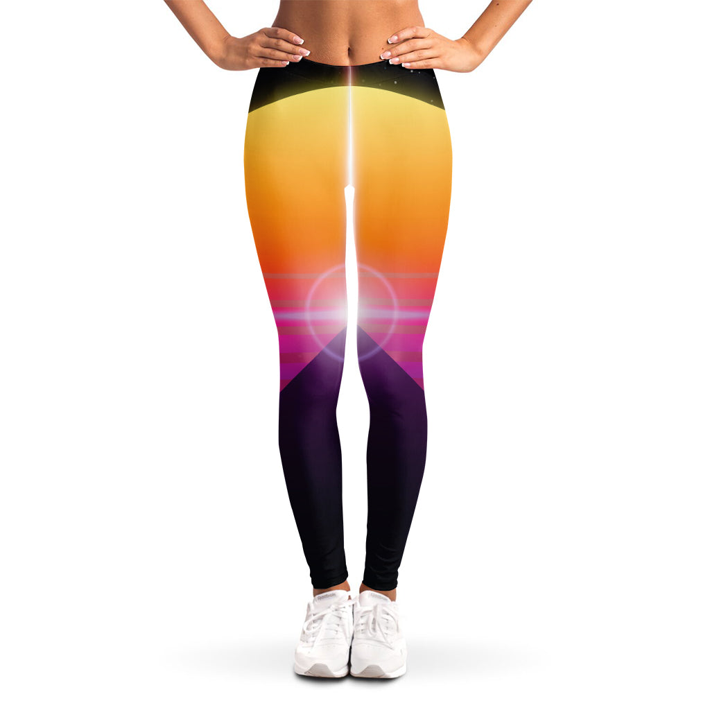 Synthwave Pyramid Print Women's Leggings