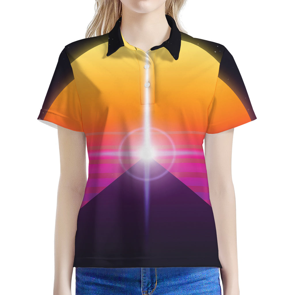 Synthwave Pyramid Print Women's Polo Shirt