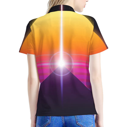 Synthwave Pyramid Print Women's Polo Shirt