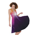 Synthwave Pyramid Print Sleeveless Knee Length Dress