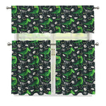 T-Rex And Dino Fossil Pattern Print 3 Piece Kitchen Curtains