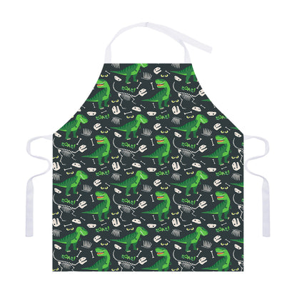 T-Rex And Dino Fossil Pattern Print Adjustable Apron
