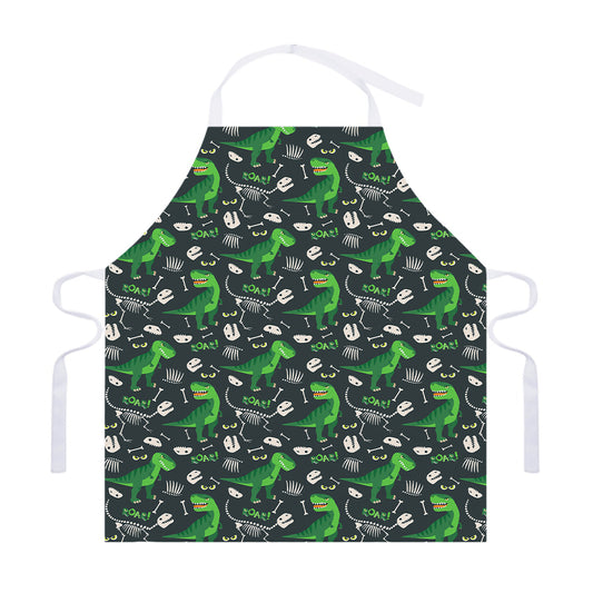 T-Rex And Dino Fossil Pattern Print Adjustable Apron