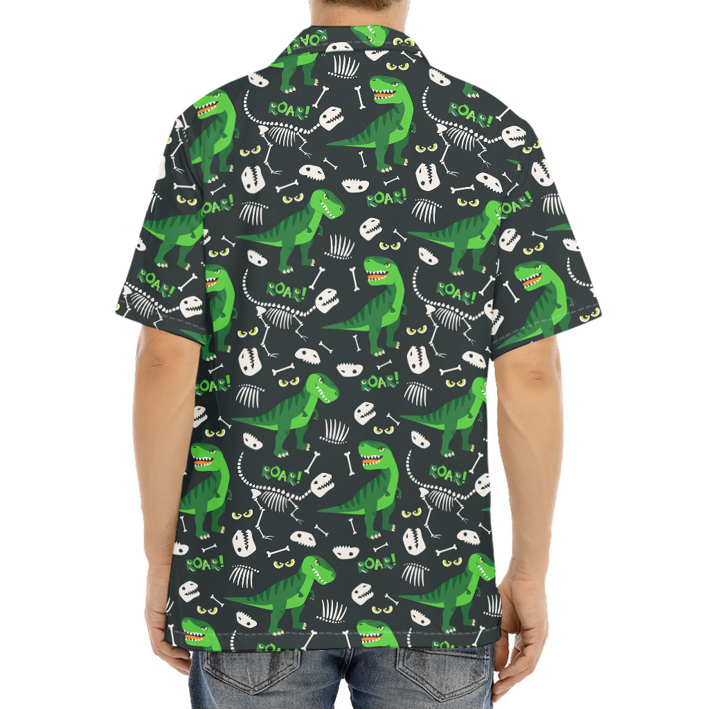 T-Rex And Dino Fossil Pattern Print Aloha Shirt