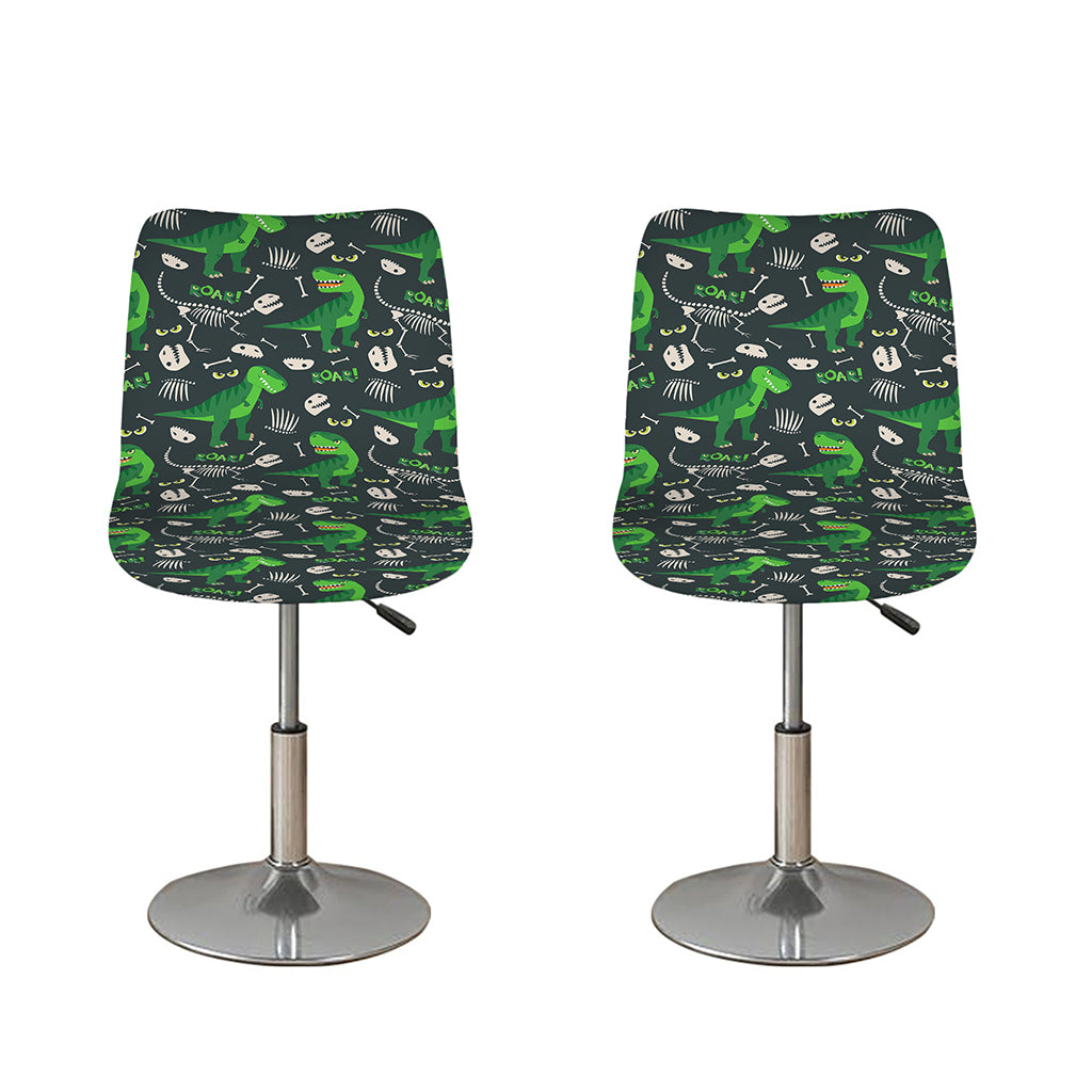 T-Rex And Dino Fossil Pattern Print Bar Stool Covers